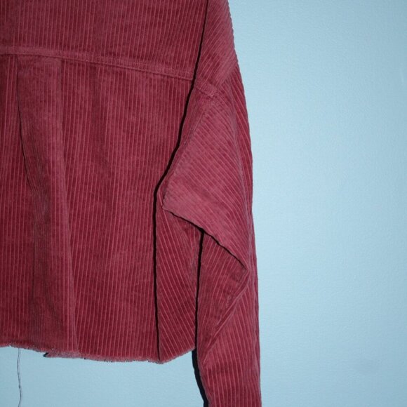 Forever 21 Cropped Women's Wide Rail Corduroy 100% Cottom Frayed Hem Size M - Picture 10 of 14